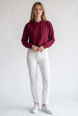 Series 8 Fitness Women's Maroon Crop Fleece Hoodie Sweatshirt Size Large